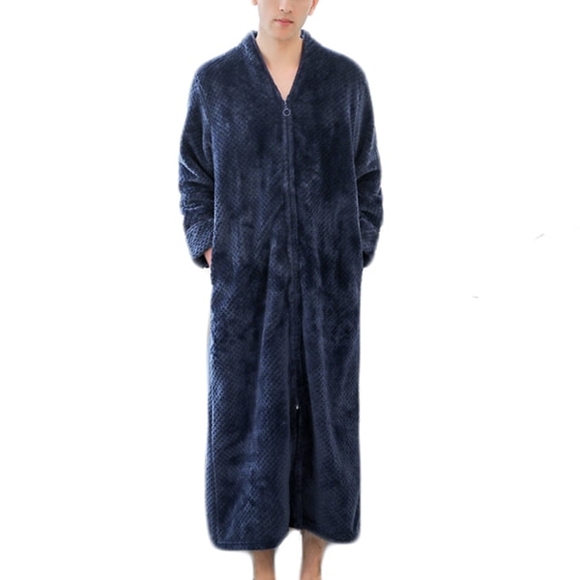 Tawop Peignoirs pour Femmes Pyjamas en Soie Femme Longue Chemise de Nuit Peignoir Uni Chaud Poche Ceinture à Capuche Doux Chemises de Nuit pour Femmes Bleu TG