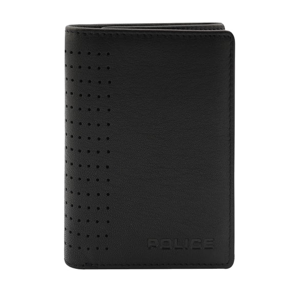 POLICE GARDON TRI FOLD Men's 100% Genuine Leather Wallet with Card Holders, Gifts for Men- Black