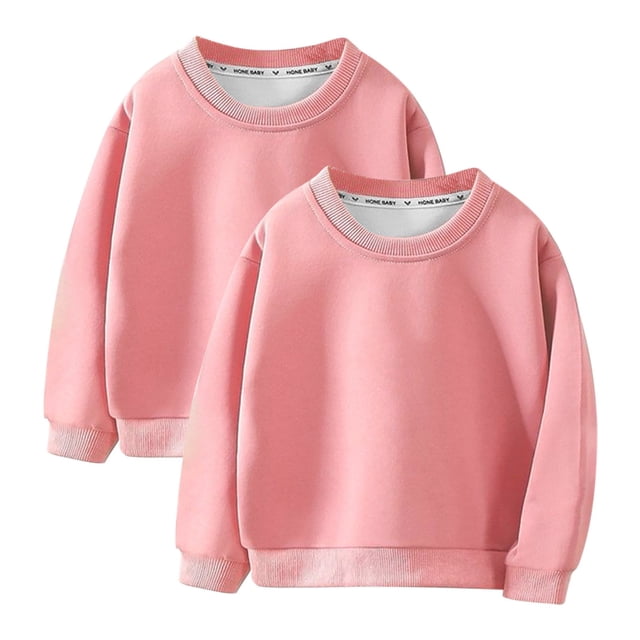 Timegard Toddler Boys Girls Sweatshirts 2pc Solid Color Cotton Pullover Loose Comfy Long Sleeve Top