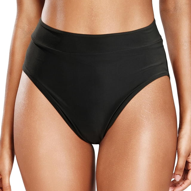 Women Casual High Waisted Swim Trunks Nylon Spandex Split Solid Color Quick Drying Beach Water Activities Wear