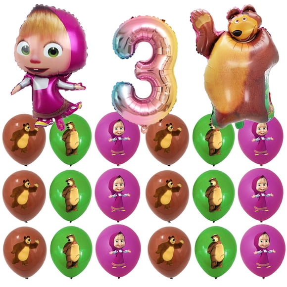 Mashas and Bear Birthday Party Decoration Cartoon Party Supplies Balloons Disposable Tableware Sets For Kids Girls Gift Cup DMH