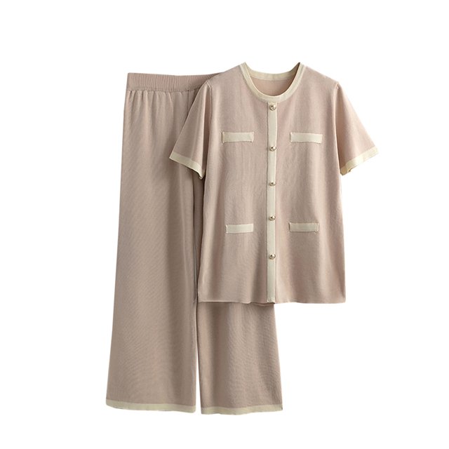 Ensembles Assortis de Détente pour Femmes, T-Shirts à Manches Courtes à Col Rond, Pantalons Amples à Jambes Larges, Pyjamas, Ensembles de PJs, Vêtements d'Été pour Femmes