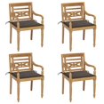 thumbnail image 1 of vidaXL Chaises Batavia avec Coussins 4 Pcs Bois de Teck Massif, 1 of 5