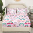 thumbnail image 3 of Erosebridal Colorful Rainbow Sheet Set King, Cute Love Heart Bedding Sets King Size, Princess Decor 4pcs, 3 of 7