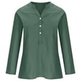 thumbnail image 4 of Timegard Plus Size Tops for Women Cotton Linen V Neck Button Long Sleeve Shirts Blouse Fall Loose, 4 of 6