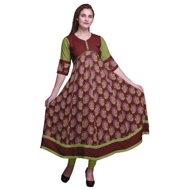 Bimba Kurta Anarkali Longue à Imprimé pour Fête, Évasée, Coupe A, Kurtis pour Femmes