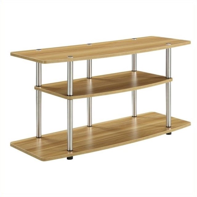 Designs2Go 42" 3 Tier Wide TV Stand in Off White Light Oak