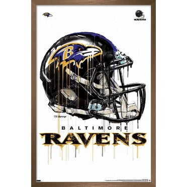 NFL Baltimore Ravens - Drip Helmet 20 Wall Poster with Magnetic Frame, 22.375" x 34"