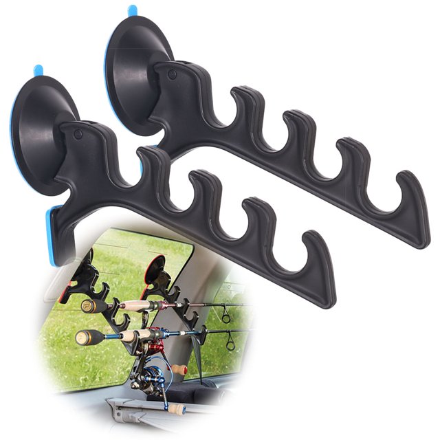 Support de Canne à Pêche Horizontal Organisateur Ventouse Support de Canne à Pêche Réglable pour Véhicule Camion 2 Pcs