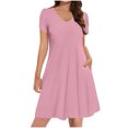thumbnail image 2 of Admvng Robe pour Femmes Été 2025 à Manches, Design en Gousse, Robe de Couleur Unie à Col en V avec Poche P-2TG, 2 of 7