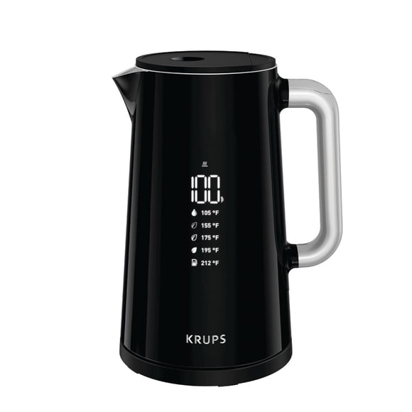 KRUPS Digital Touch Electric Kettle, 1.7 L, Stainless Steel Interior, 5 Presets, Black