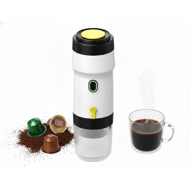 Chefnificent Portable Espresso Maker, 20 Bar Pressure Small Coffee Machine, Rechargeable Battery Operated Mini Coffee Maker for Pods or Grounds, Incl