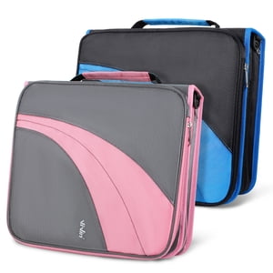 ViVin Bouteilles à glissière 2 De pouce O-Ring 450 Capacité de la feuille, onglets multiples et poches zippées, fournitures de bureau, bleu et rose