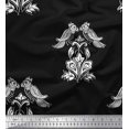 thumbnail image 1 of Soimoi Polyester Crepe Fabric Leaves,Bird & Floral Block Print Sewing Fabric Yard 42 Inch Wide, 1 of 3
