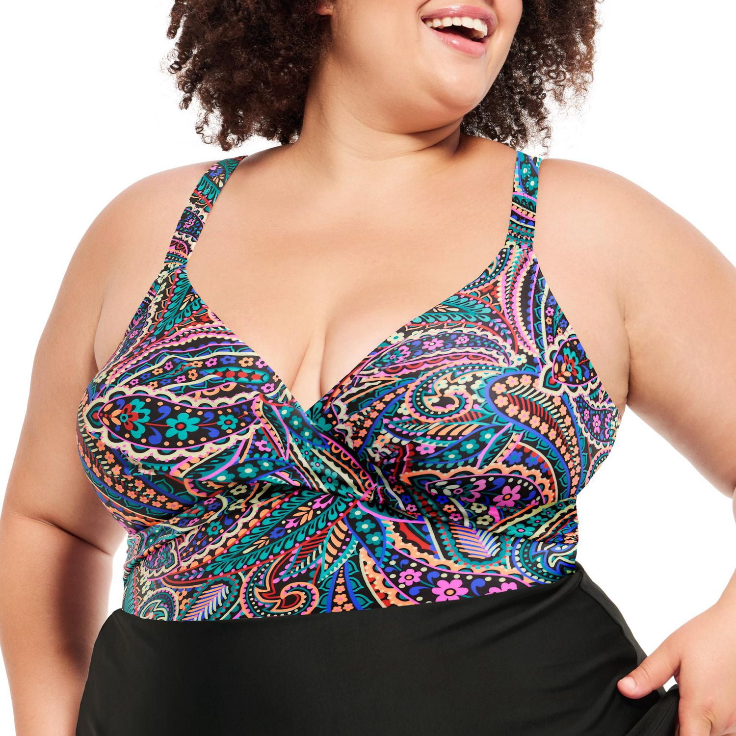Maillot une-pièce Krista Plus à encolure en V croisée – bretelles ajustables deux façons