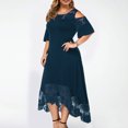 thumbnail image 3 of LSLJS Robe Grande Taille pour Femmes Aguichant à Volants Sans Bretelles à Empiècements en Dentelle à Manches Courtes, Robe Grande Taille, 3 of 7