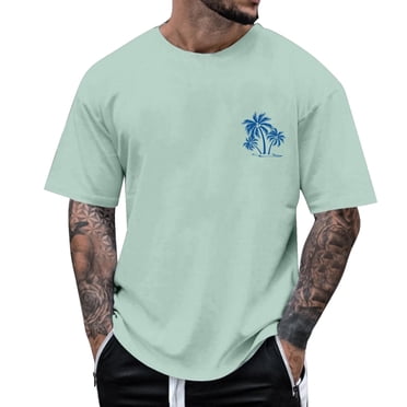 Ketyyh-chn99 Mens T Shirt 2024 Solid Color Basic Shirt Shirt Big and Tall Short Sleeve Casual Beach T Shirts Green,2XL
