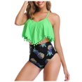 thumbnail image 1 of FhsagQ Women Swimsuit Sets Plus Size Women Two Piece High Waisted Bikini Set Ruffle Swimsuit Flounce Trim Bathing Suit Swimsuit Sets for Women Plus Size Blue with Matching Robe Green M, 1 of 3