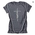 thumbnail image 2 of T-Shirt pour Femme à Col Rond, Manches Courtes, Blouse Décontractée, T-Shirt Imprimé Lettres, Gris, M, 2 of 6