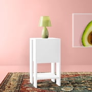 JV Home EMA Collection Stylish Nightstand | End Table Chic Side Table Bedside Table with Cabinet for Living Room, Bedroom 22x12x12 inch (White)