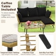 thumbnail image 4 of Gymax 3PCS Patio Wicker Furniture Set L-Shaped Sofa Conversation Set w/ Black Cushions, 4 of 7