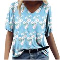 thumbnail image 1 of T-shirts Graphiques pour Femmes Mode Femmes Impression Décontractée Col en V Manches Courtes T-Shirt Ample Hauts T-Shirts à Manches Courtes pour Femmes Hauts à Manches Courtes pour Femmes T-Shirts Sois Gentille pour Femmes, 1 of 4
