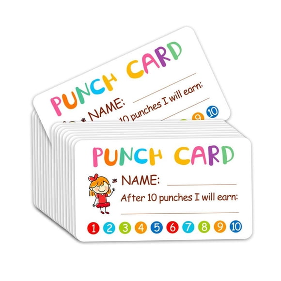 50 PCS Punch Cards, 4 Designs Incentive Reward Card Student Awards Loyalty Cards for Business, Classroom, Kids Behavior, Students, Teachers