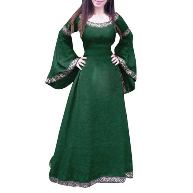 Robe Renaissance Femmes Robes Renaissance pour Femmes Costume Médiéval Rétro Manches Évasées Costumes de Cosplay Vintage Robes Maxi Formelles