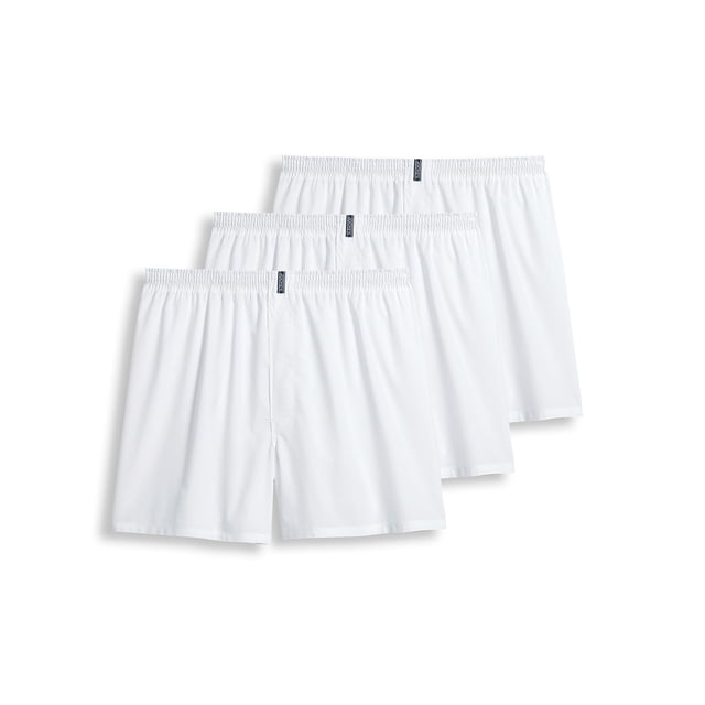Jockey Boxeur pour Hommes Classics Coupe Complète 5 Pouces - Lot de 3 Comprenant Trois Boxeurs Blancs à Taille Haute et Entrejambe de 5 Pouces. Fabriqué en Mélange de Coton Respirant avec Technologie Staycool+ pour Évacuer la Sueur et Technologie StayNew pour Réduire le Boulochage et la Décoloration. Comprend une Taille Élastique et une Braguette Fonctionnelle Sans Bouton pour le Confort et la Praticité.
