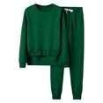 thumbnail image 1 of AherBiu Fleece Lined Sweatsuits for Women Irregular High Low Crewneck Sweatshirts Joggers Pants 2 Piece Workout Sets, 1 of 4