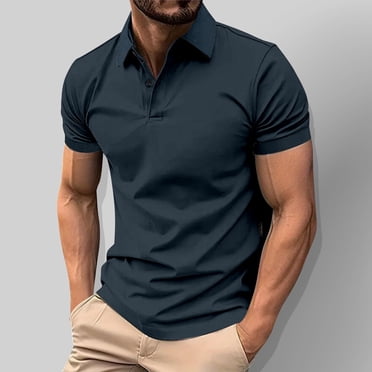 Gspmoly Tshirts for Men, Men'S Solid Color Summer Lapel Button Short Sleeve Shirt Summer Tops Summer Savings Clearance
