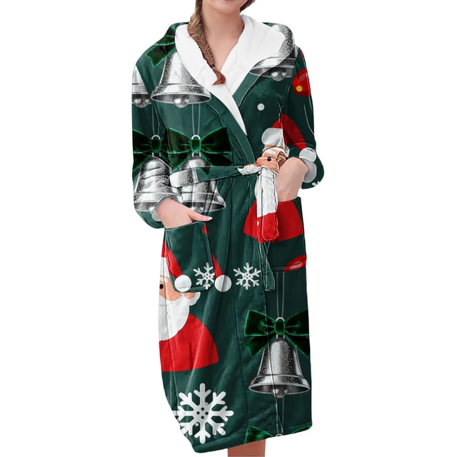 Peignoirs pour Femmes Peignoir Long Chaud Tendance à Manches Longues d'Hiver Pyjama Robe de Nuit