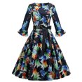 thumbnail image 2 of Pompotops Robe en Dentelle à Manches Longues Imprimé Floral Col Rond pour Femmes, 2 of 9