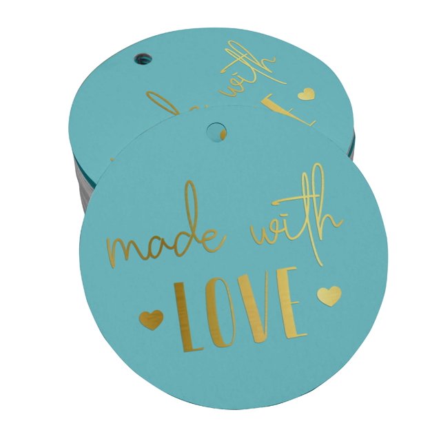 Inkdotpot Real Gold Foil Made With Love Text Tags Favor Hang Paper Tags 50 Pieces