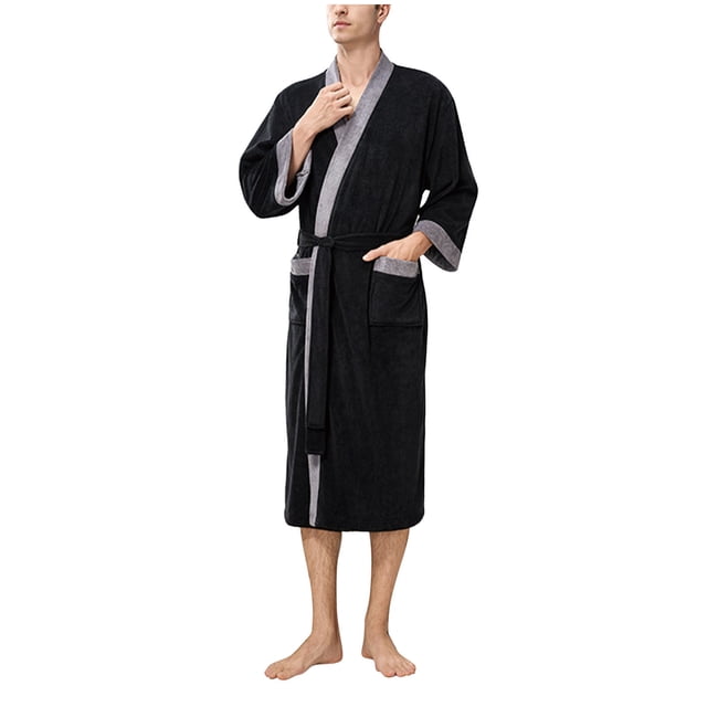 Dagugfen Robes Unisex Bathrobe Pajamas Knee Length Fleece Robe Comfy Loose Lougewear with Pockets Fashion