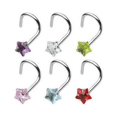 thumbnail image 1 of 316L Surgical Steel Nose Screw with 3mm Prong Set Gem Star, 1 of 6