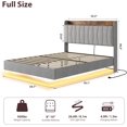 thumbnail image 3 of Bingirl Full - Sized Floating Bed Frame: LED Lights, Charging Station, Upholstered Platform Bed, No Box - Spring Needed, Noise - Free (Grey), 3 of 7
