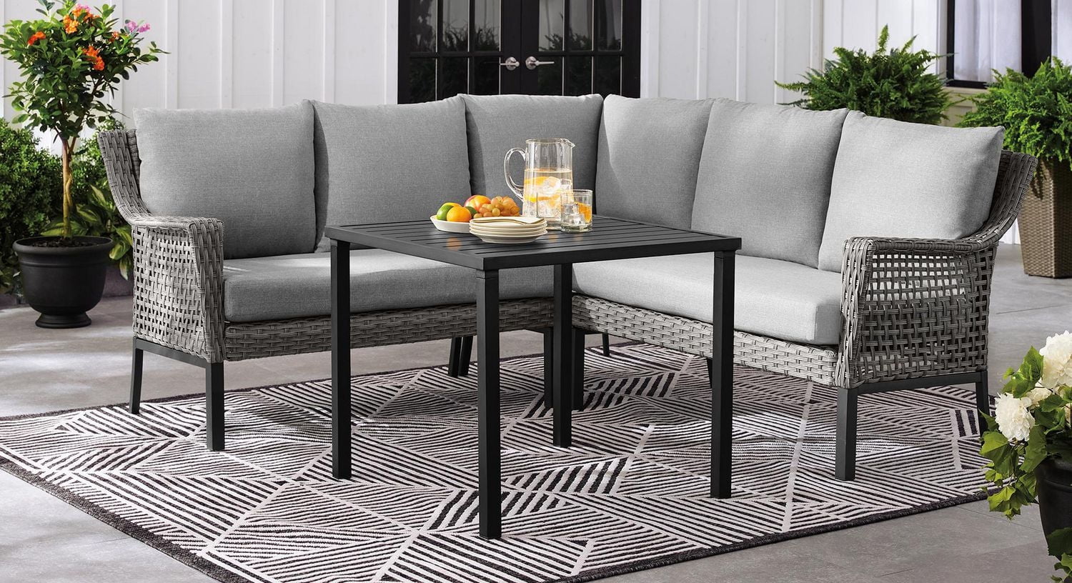 HOMETRENDS Belmont 4-Piece Patio Sectional Set - Grey - Walmart.ca