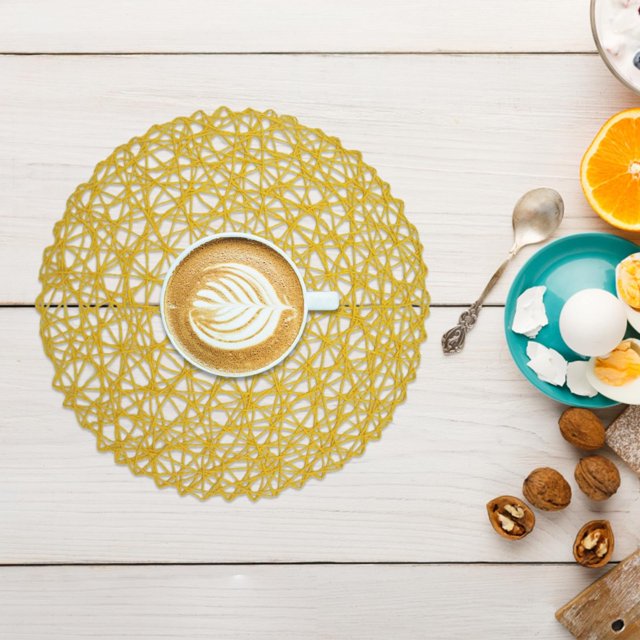 pdqouc 6 Pack Fine Paper Rope Messy Knitting Placemats Paper Placemats Restaurant Table Decoration Kindergarten DIY Props Background Plate Mat Round Table Place Mats Indoor Dining