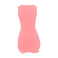 thumbnail image 3 of biudgviw Women's Halter Mini Sundress Square Neck Sleeveless Ruched Waist Ruffle Layered Hem A-Line Dress Club Party Dresses, 3 of 4