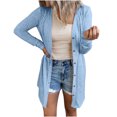 thumbnail image 1 of Mrat Cardigan Léger pour Femme à Col Rond, à Boutons, à Manches Longues, Tricot, Ouvert à l'Avant, Chandail de Printemps, Cardigan S-119 Bleu Ciel 3TG, 1 of 7
