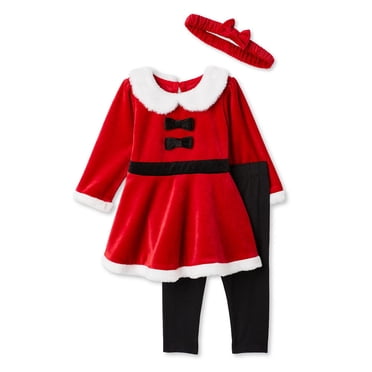 George Baby Girls' Santa Tunic 3-Piece Set