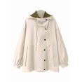 thumbnail image 1 of Female'S Hooded Trench Coat Lapel Button Down Jacket Color Block Mid-Length Windbreaker Apricot M, 1 of 6