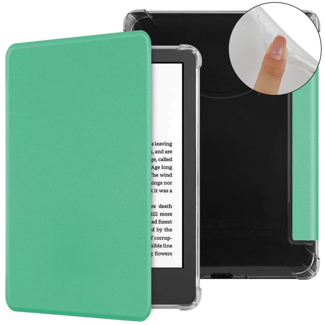LNGOOR Étui Intelligent à Rabat pour Kindle Paperwhite de 7 Pouces 12e Génération Sorti en 2024 et Kindle Colorsoft Signature Edition de 7” Étui en Cuir PU Ultra Mince Housse Souple TPU Transparente Noir