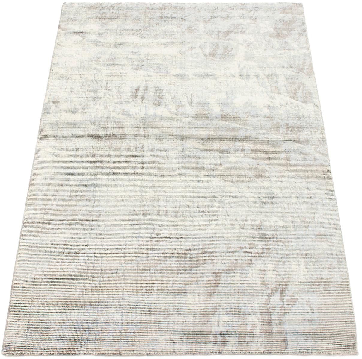 ECARPETGALLERY Tapis Noué à la Main pour Salon, Salle à Manger et Chambre à Coucher Rayé Collection Galleria 5'0" x 7'7" en Gris