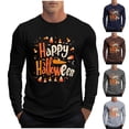 thumbnail image 1 of YOIAVAIOY T-Shirts à Manches Longues pour Hommes de Fête T-Shirt Graphique Fantôme à Manches Longues Col Rond Chandail d'Halloween Hauts de Mode d'Automne Gris TG, 1 of 6
