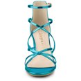 thumbnail image 2 of BLISSFUL STEP Sandales à Talons Blocs à Brides Croisées pour Femmes Bleu Lac 8,5, 2 of 6