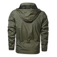 thumbnail image 3 of Mens Casual Solid Color Eiderdown Coat Outdoor Lapel Multi Pocket Puffy Hunting Jacket Trench Coat Jacket, 3 of 6