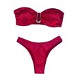 thumbnail image 4 of B91xZ Maillots de Bain pour Femmes Bikini Taille Haute Deux Pièces, Rouge P, 4 of 5