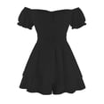 thumbnail image 2 of Kcodviy Combinaison Robe à Volants Unie pour Femme, une Encolure, Manches Courtes, Combinaison en Denim pour Femmes, Combinaisons Europe et États-Unis avec Manches, Bretelles, Combinaison, Shorts, 2 of 4